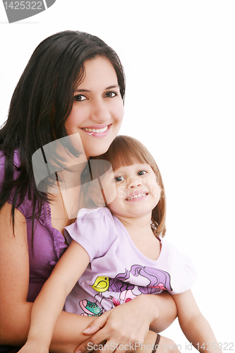 Image of Portrait of a smiling mother and her daughter