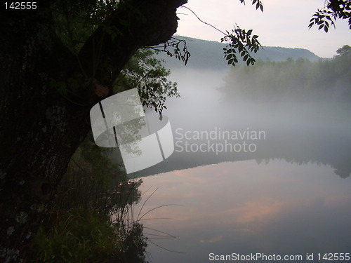 Image of River in fog (sun reflection)