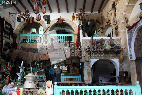 Image of Interior of arabic coffee bar, Sousse, Tunisia