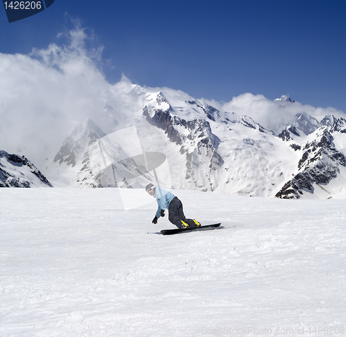 Image of Snowboarding in mountains
