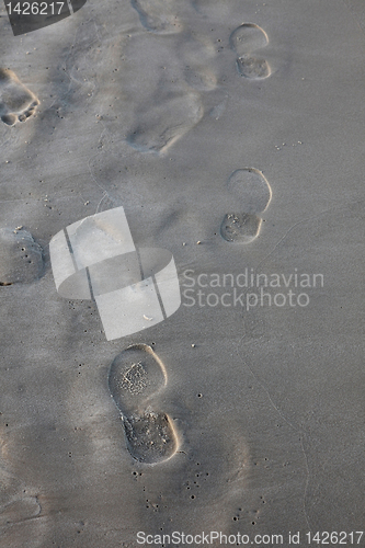 Image of Human trace of a foot on sand