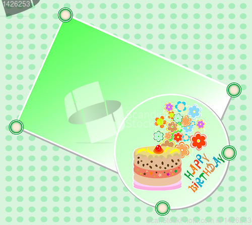 Image of kids happy birthday party cake and beautiful flowers vector