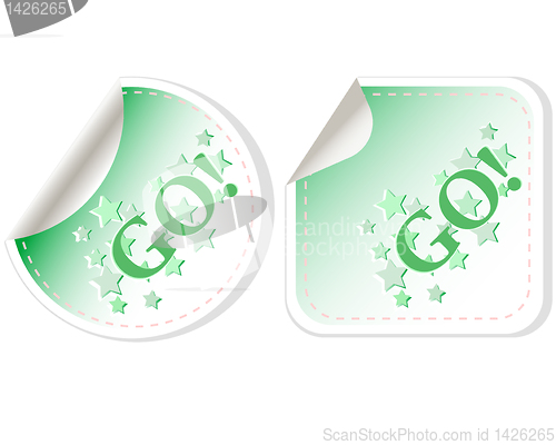 Image of GO vector label for design isolated on white