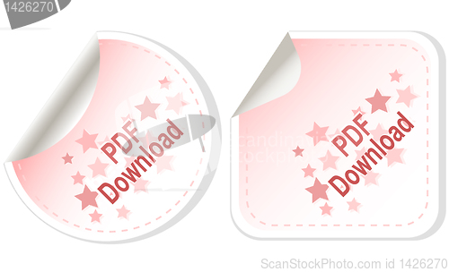 Image of set of red pdf download vector icon isolated on white