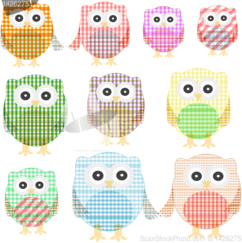 Image of owl set isolated on white. Vector illustration