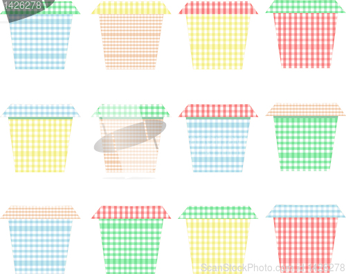 Image of collection of flowerpots, white background