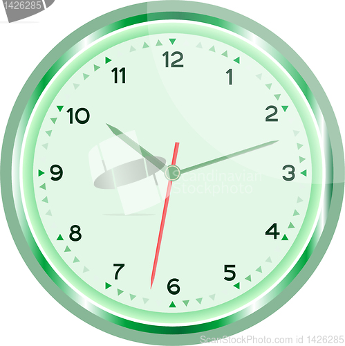 Image of wall clock vector green Vintage isolated on white