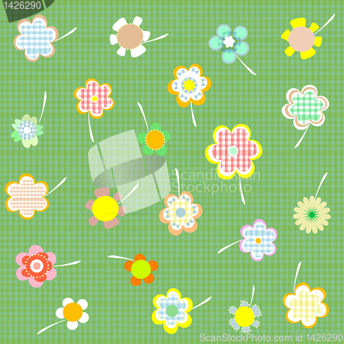 Image of Hand drawn floral wallpaper with set of different flowers vector