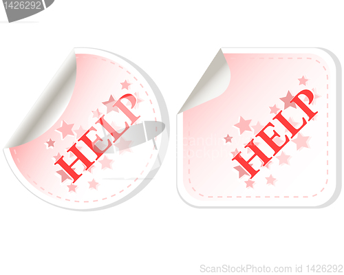 Image of Help button vector sticker isolated on white