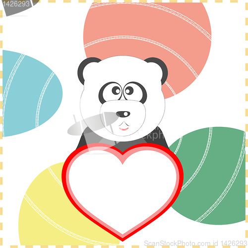 Image of love panda with the heart on a vector background