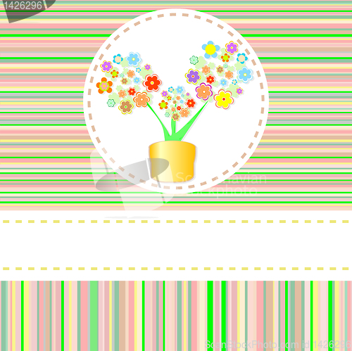 Image of beautyful summer flower in pot with copyspace. vector