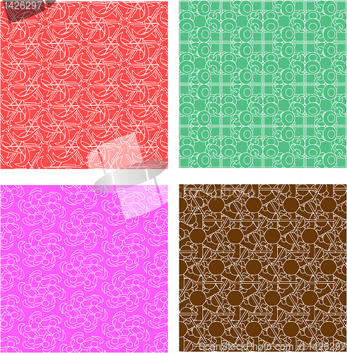 Image of Set of stylish seamless geometrical backgrounds pattern