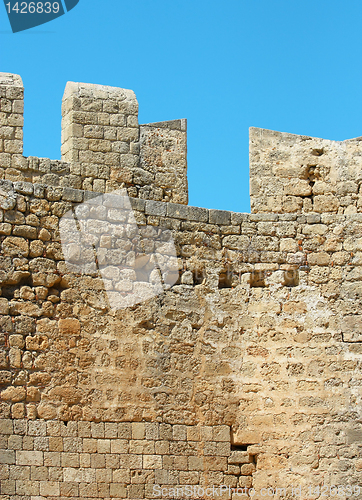 Image of Walls of ancient acropolis at Lindos, Rhodes Island (Greece) 