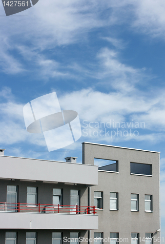 Image of Modern construction building with sky