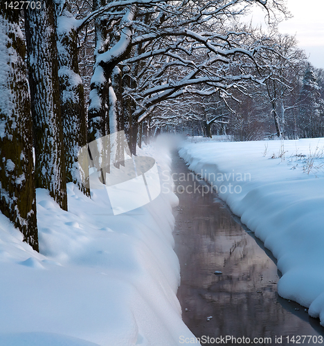 Image of Winter park stream in snow