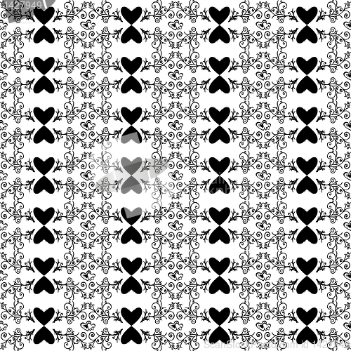 Image of Seamless floral and heart pattern