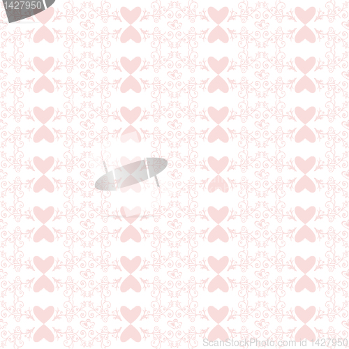 Image of Seamless floral and heart pattern