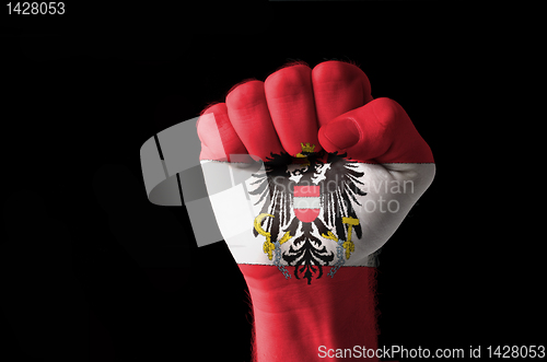 Image of Fist painted in colors of austria flag
