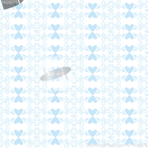 Image of Seamless floral and heart pattern