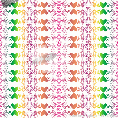 Image of Seamless floral and heart pattern