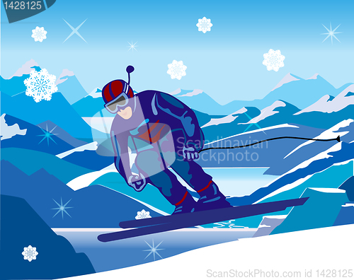 Image of skier sloping down from the hill