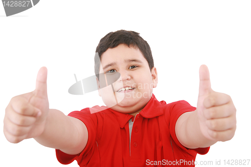 Image of Thumbs up shown by a happy young boy 