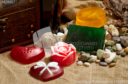 Image of still life with handmade soap