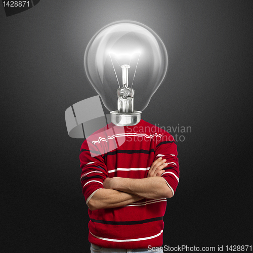 Image of male in red and lamp-head