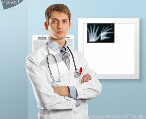 Image of young doctor man with stethoscope