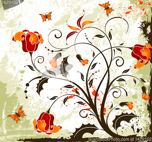 Image of Grunge flower background