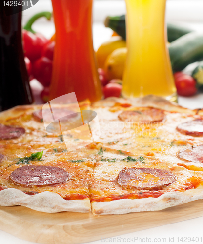 Image of Italian original thin crust  pepperoni pizza