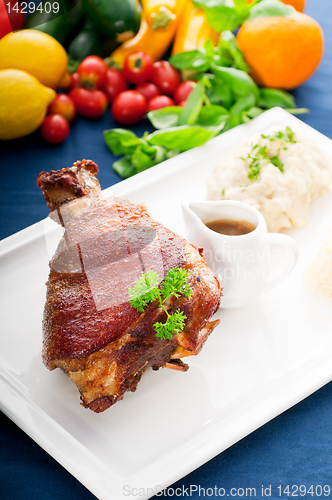 Image of original German BBQ pork  knuckle