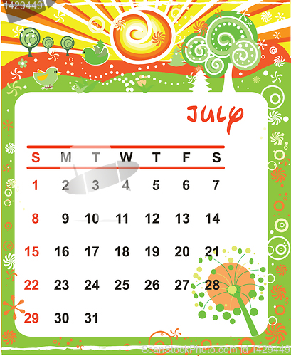 Image of Decorative Frame for calendar - July