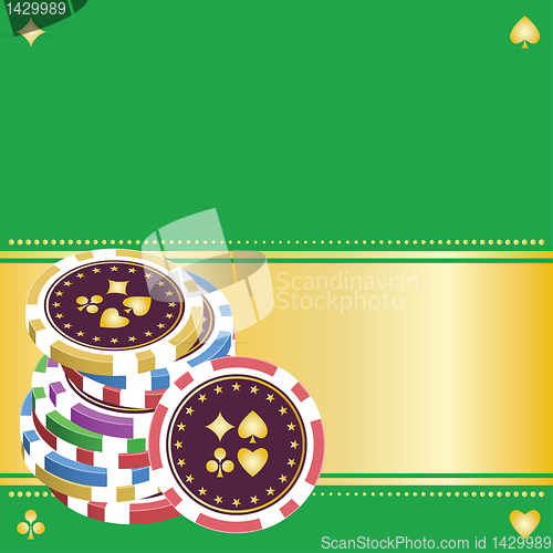 Image of pile of playing chips on a green background.eps8
