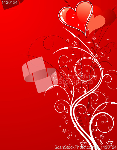 Image of Valentines Day background with hearts and flowers
