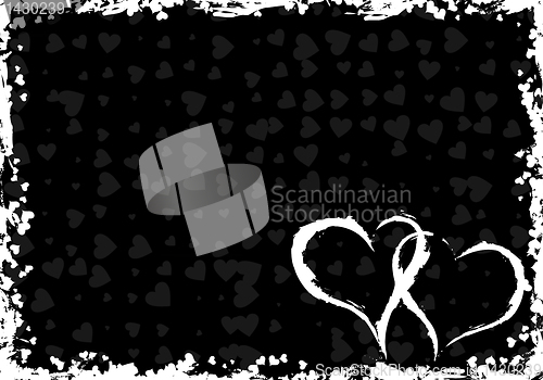 Image of Valentines grunge frame with hearts