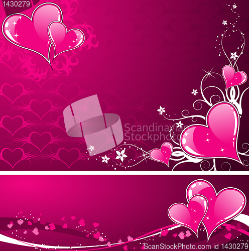 Image of Valentines Day background with hearts and florals