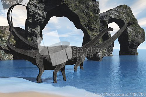 Image of Diplodocus Wading