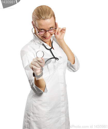Image of young doctor woman with stethoscope