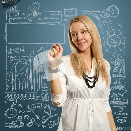 Image of businesswoman writing something