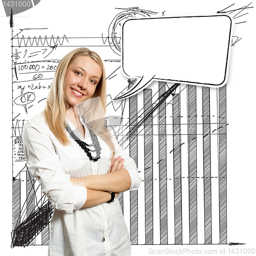 Image of young businesswoman with crossed hands