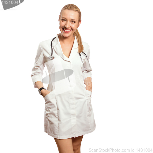 Image of young doctor woman with stethoscope