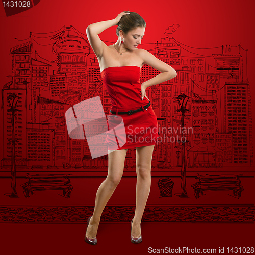 Image of european woman looking on camera
