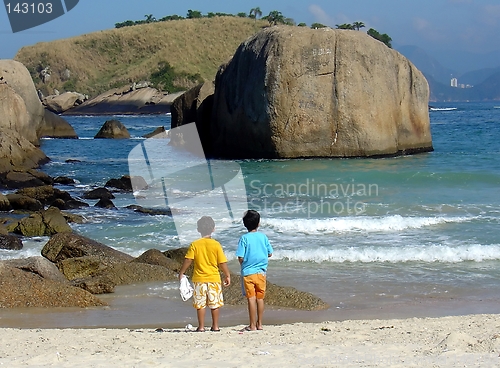 Image of Brothers in contemplation at the beach