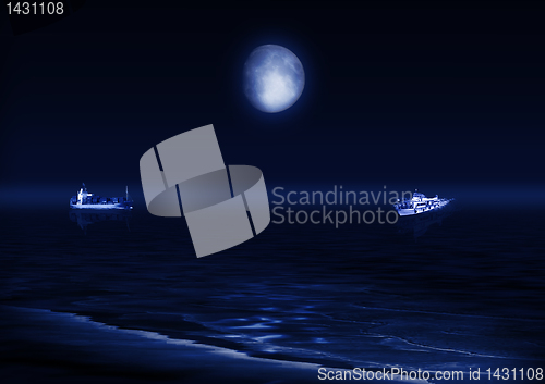 Image of Full moon reflected in water