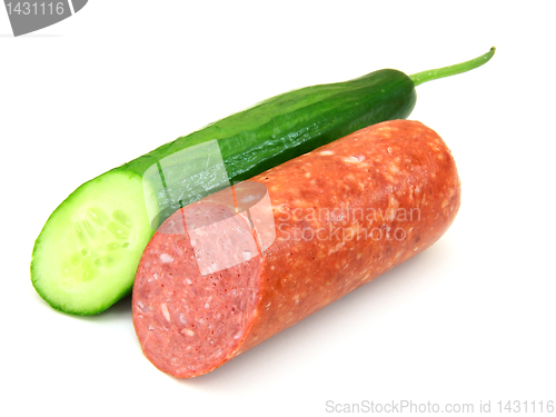 Image of Fresh sausage and cucumber