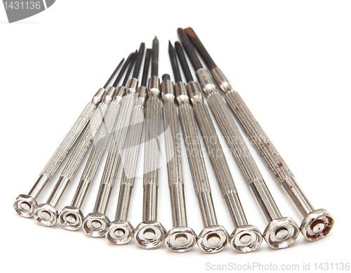 Image of several screwdrivers on the white background