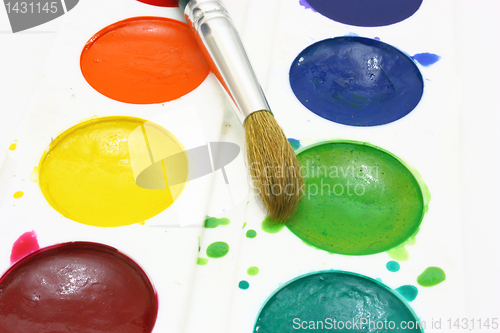 Image of Paints with brushes