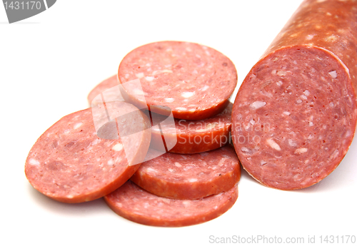 Image of Sausage cut by slices 