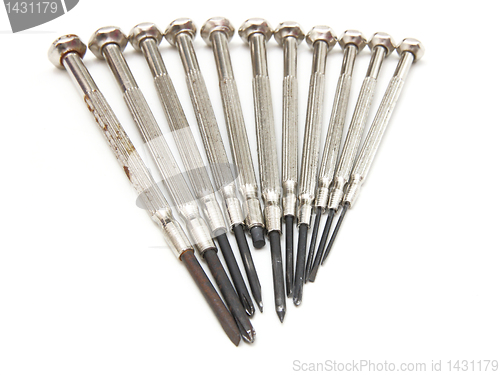 Image of several screwdrivers on the white background